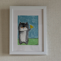 人気No.1 絵画。原画【クリスマスを迎えて可愛い熊ちゃん】 絵画