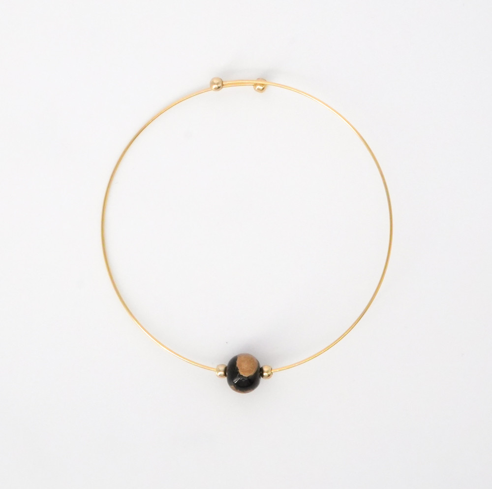 輪島でうまれた うるしのブレスレット ◆しっこくgold+◆