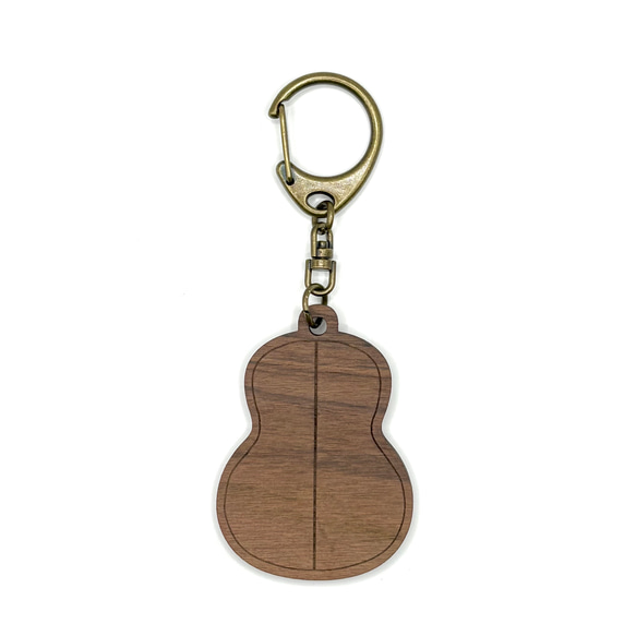 【NO GUITAR NO LIFE クラシックギター型キーホルダー】ギター、オリジナル、ローズウッド、レーザー彫刻 3枚目の画像