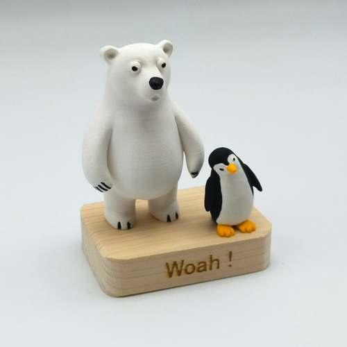 白クマとペンギン フィギュア 置物 インテリア オブジェ 人形 雑貨