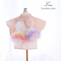 ♡ハンドメイド♡小型犬服♡紫陽花コサージュワンピース♡ブルー ワンピース ブルー 春 夏 ストライプ 極小犬 パピー 小型 犬 猫
