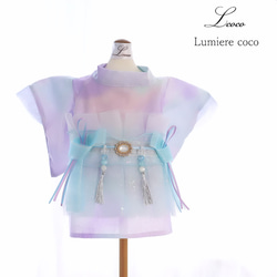 ♡ハンドメイド♡小型犬服♡紫陽花コサージュワンピース♡ブルー 犬服＊浴衣・紫陽花(水花色) ペット服・アクセサリー lumiere