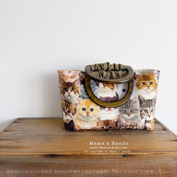 ❤︎ いろんな 猫 が楽しめる♪ オランダ製 木の持ち手 付き 小さめ 手提げ トートバック 8枚目の画像
