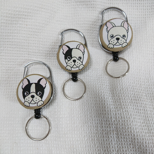 ハンドメイド•トートバッグ•バネポーチ•リールキーホルダー•フレンチブルドッグ 名入れ フレンチブルドッグ お散歩バッグ アップリケ ミニトート