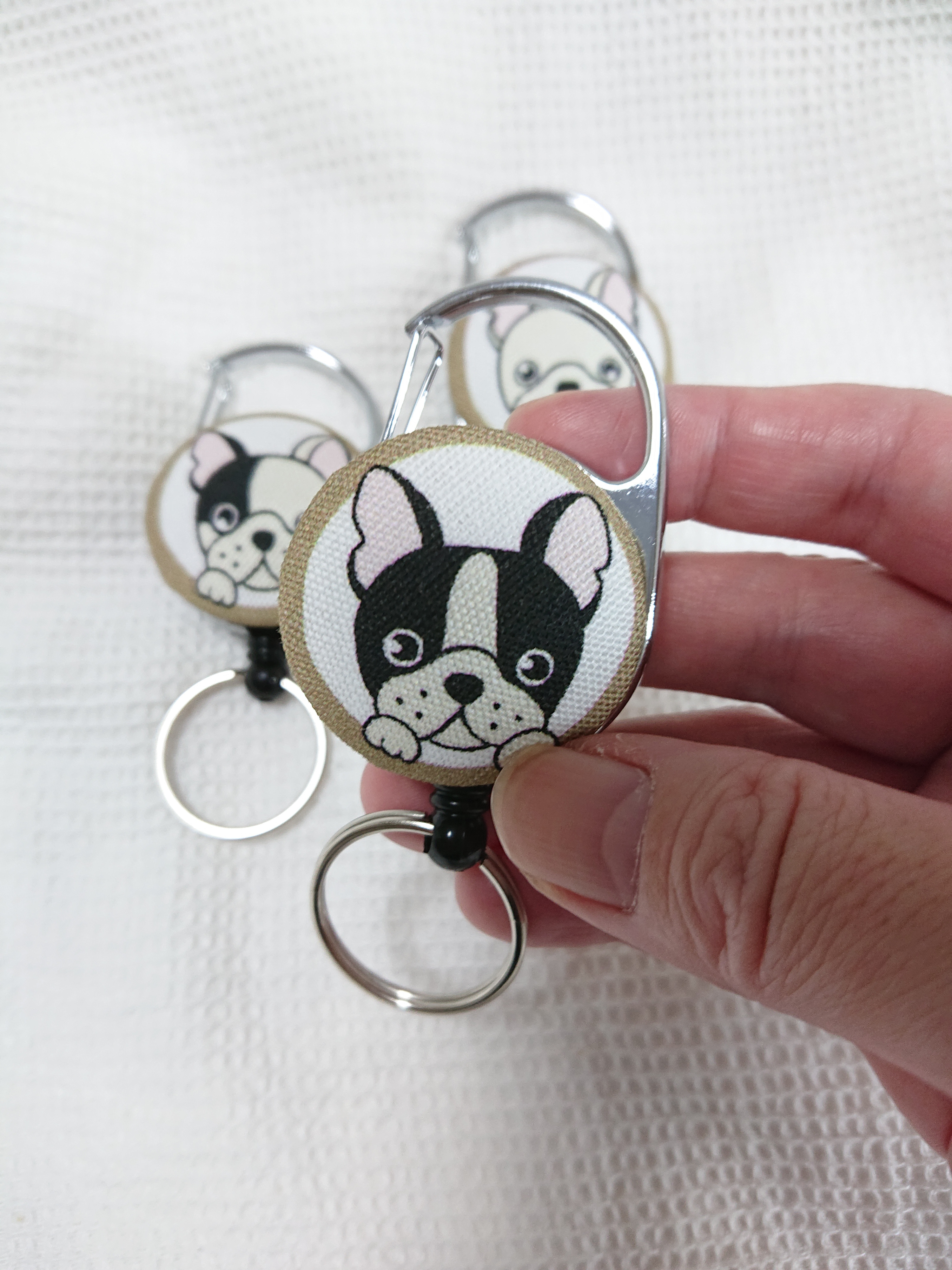 柄が選べるリールキーホルダー☆鍵やパスケースに☆フレンチブルドッグ