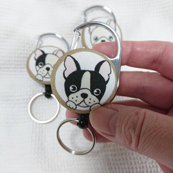 柄が選べるリールキーホルダー☆鍵やパスケースに☆フレンチブルドッグ