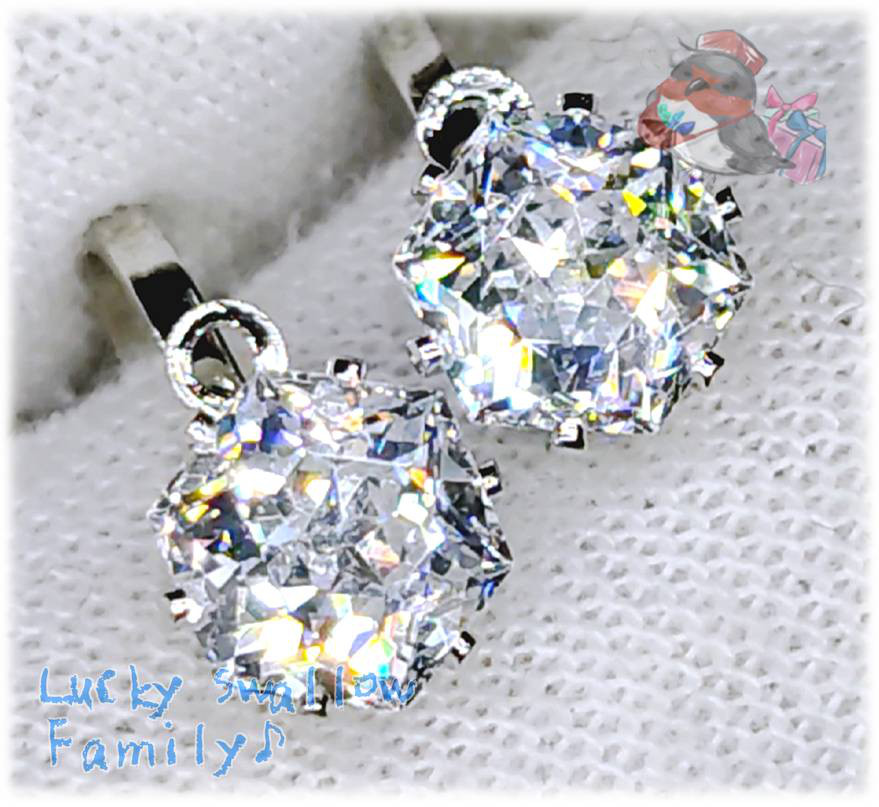 ◆ 非貫通 耳飾り クリップイヤリング ヘキサゴン 6 ｍｍ 特注品 特殊カット 高品質 ジルコニア 1 ペア  ♪