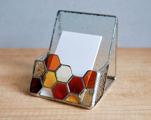 ステンドグラス製カードスタンド『Honey L』／ショップカード／名刺