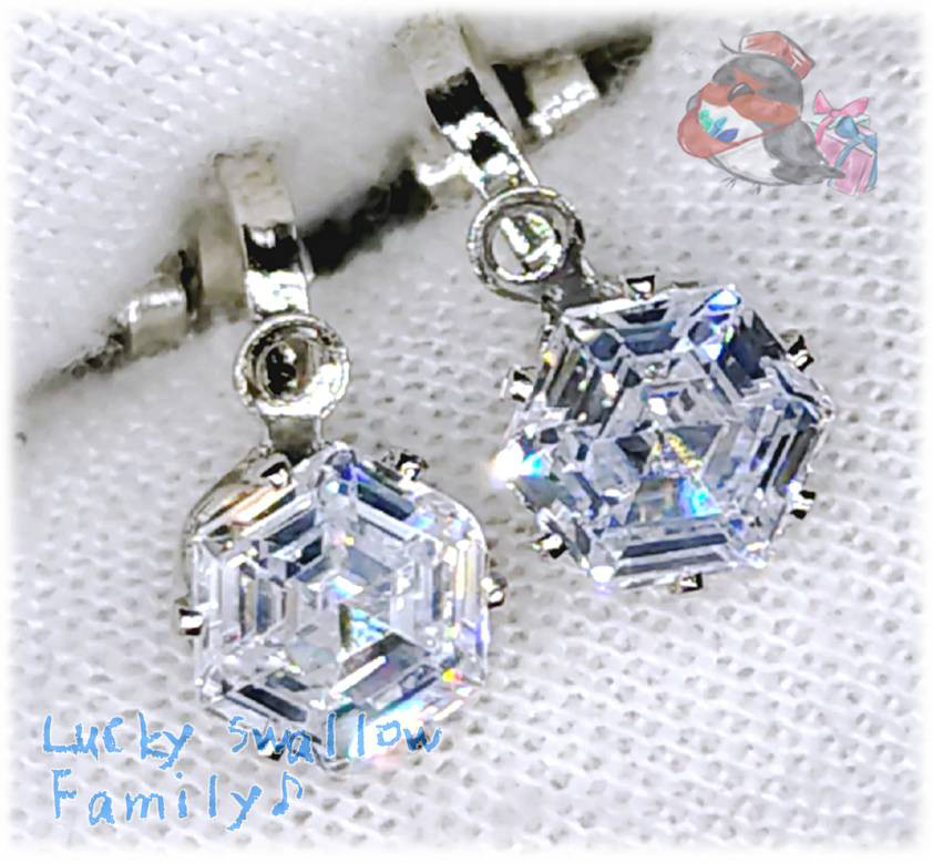 ◆ 非貫通 耳飾り クリップイヤリング ヘキサゴン 6 ｍｍ ユニークカット 高品質 ジルコニア 1 ペア  ♪