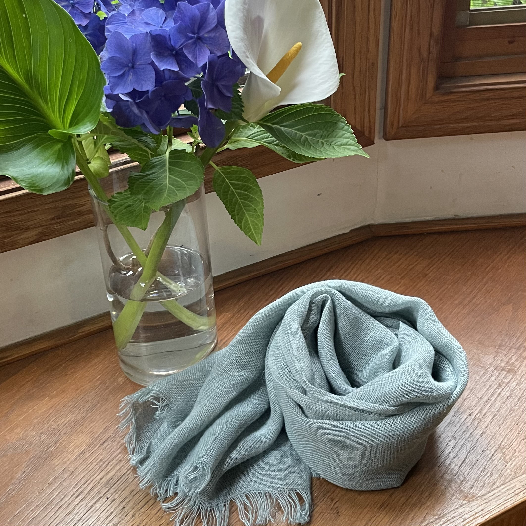 藍染めリネンストール