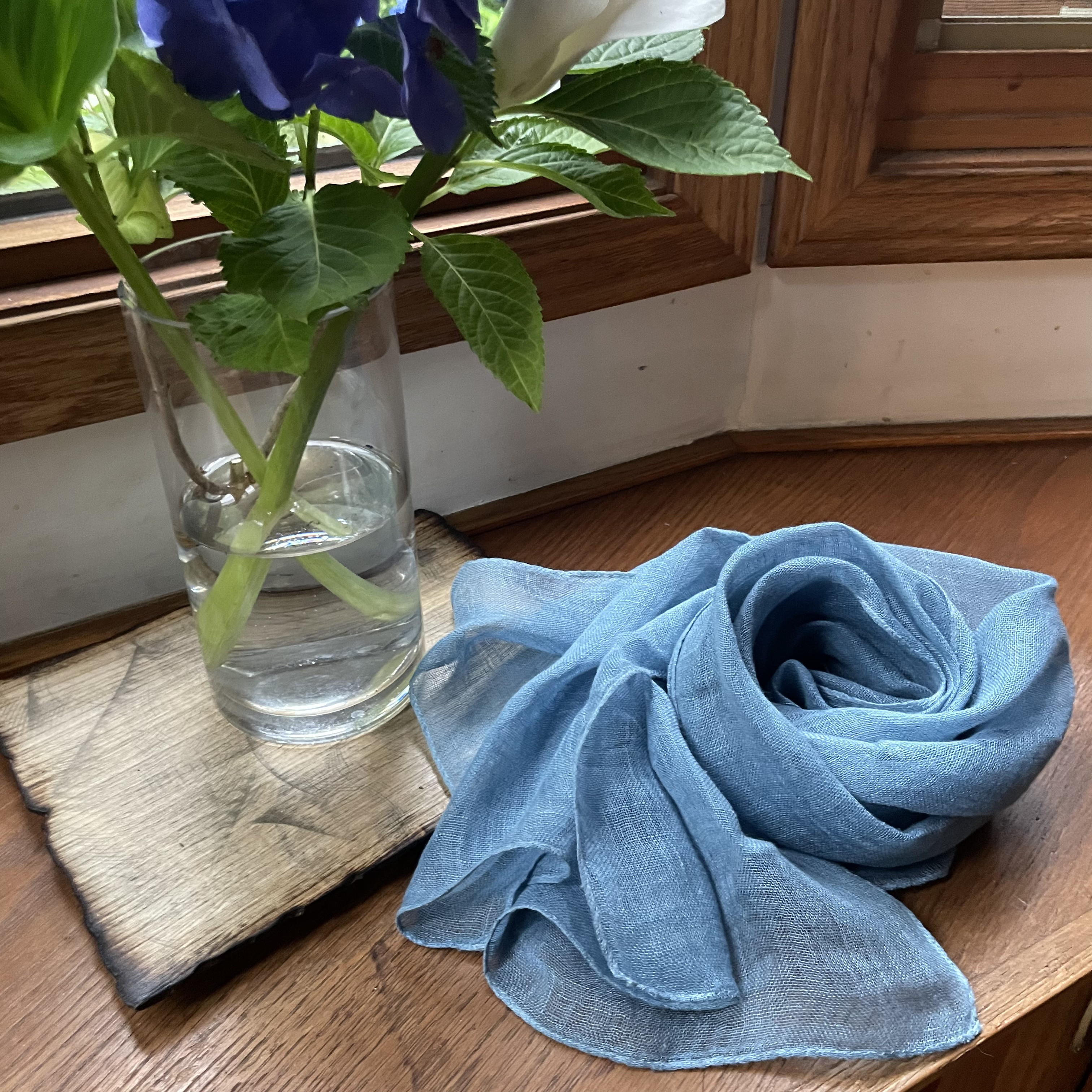 藍染めリネンストール