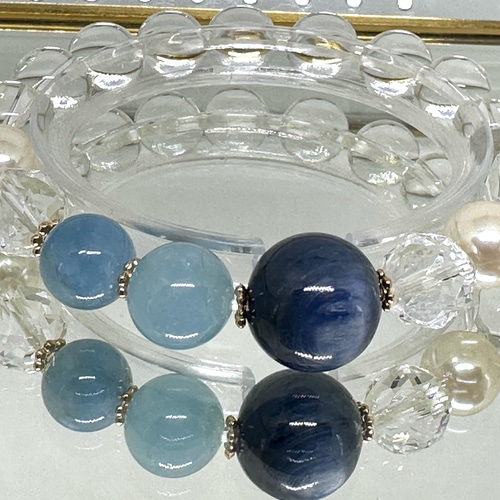 Triéclatシリーズ《高品質カイヤナイト使用》ブレスレット｜アクア