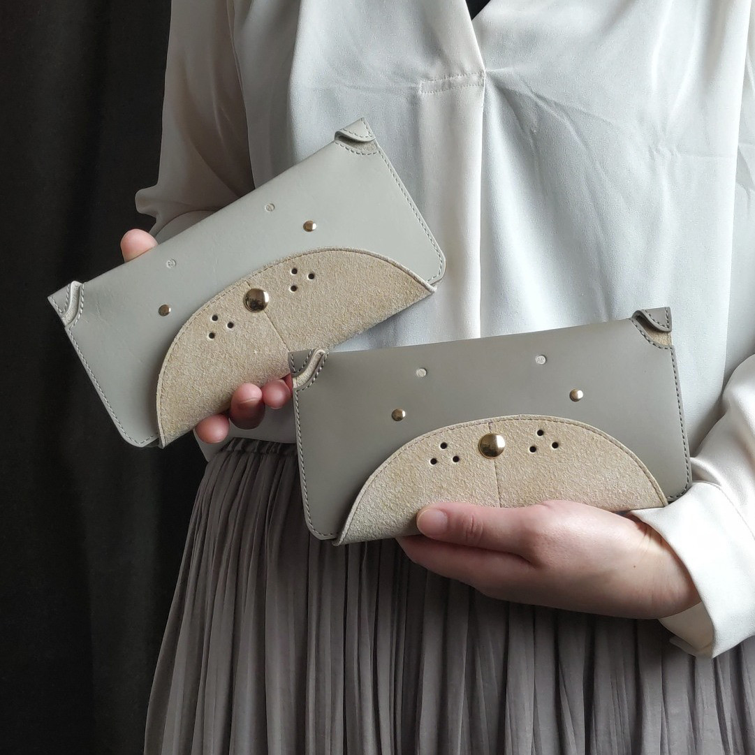 本革 犬型長財布rico+｜グレージュ｜｜ライトグレー｜長財布