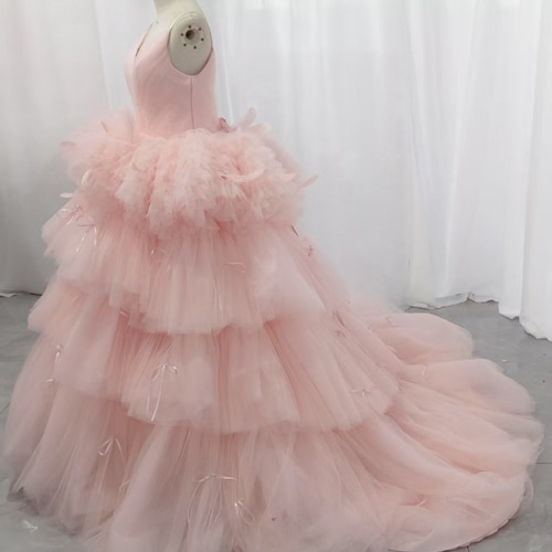 タグ付Vintagecameoチュールフリルリボンドレスmorphose Lサイズあり】アシンメトリーフリルxバックチュールリボンキャバ