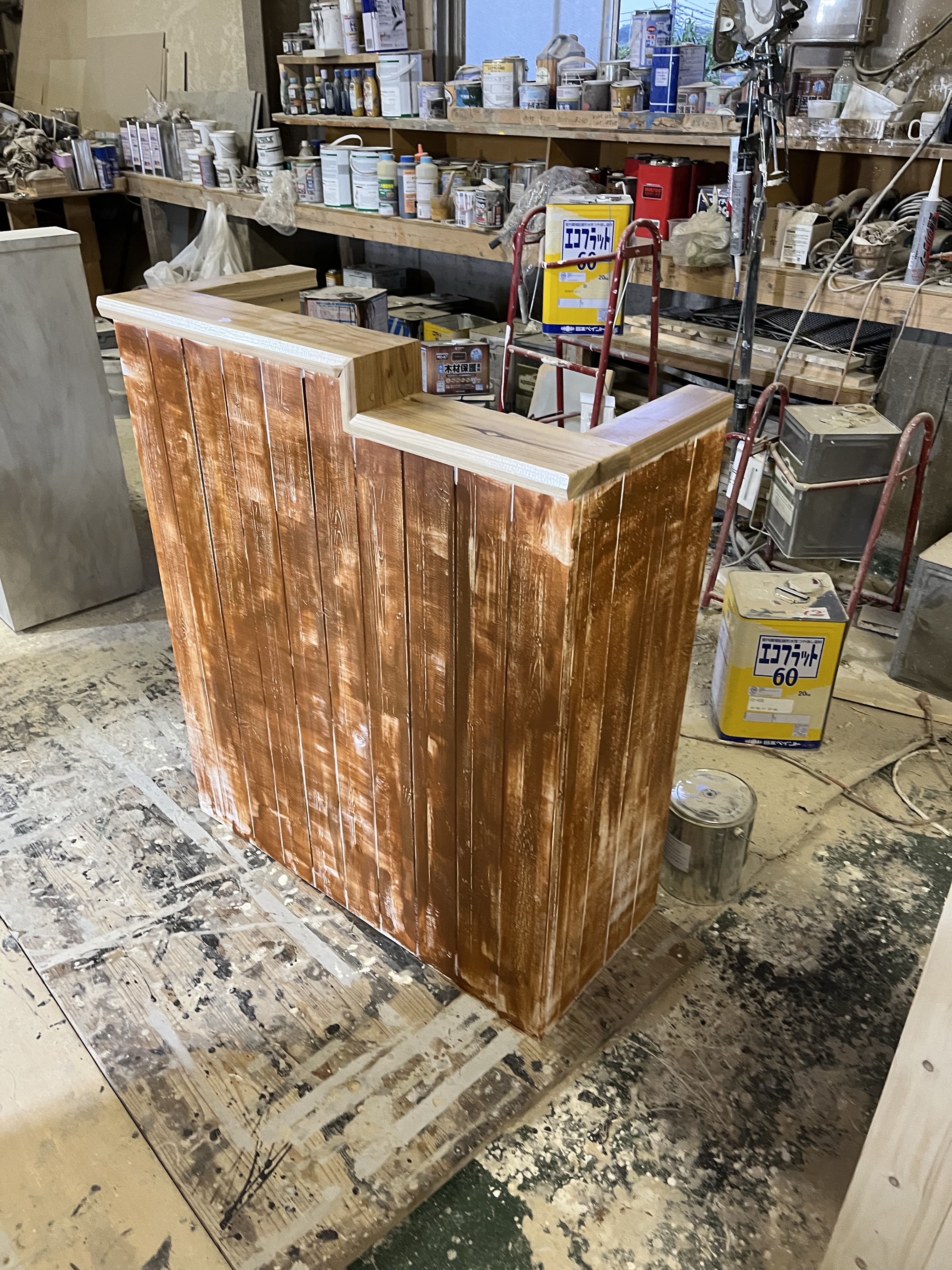 【店舗什器シリーズ】ダメージ加工　段差カウンター　受付カウンター　レジカウンター