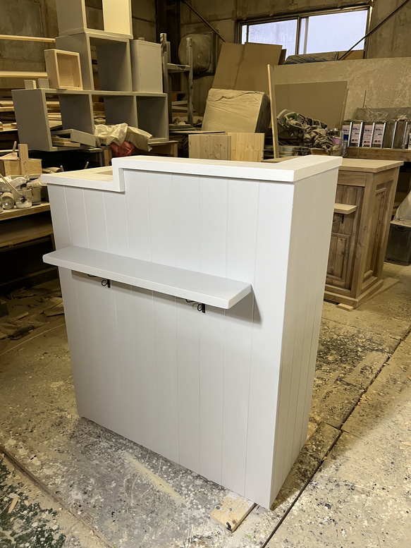 店舗什器シリーズ】グレー 段差カウンター レジカウンター 受付