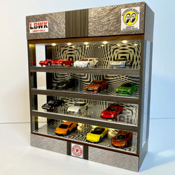 1/64展示14台可・近未来ガレージ・ディスプレーBOX・LED照明10灯