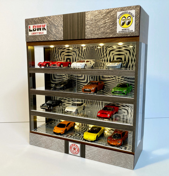 86(^^)・オーダー依頼品・ディスプレーBOX・スタイリッシュジオラマ イニシャルD.1/43仕様/86のライト＆フォグ点灯・ディスプレーBOX