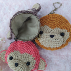 小物入れになる　おさる　バックチャームポーチ 3枚目の画像