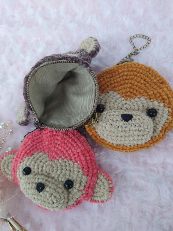 小物入れになる　おさる　バックチャームポーチ 3枚目の画像