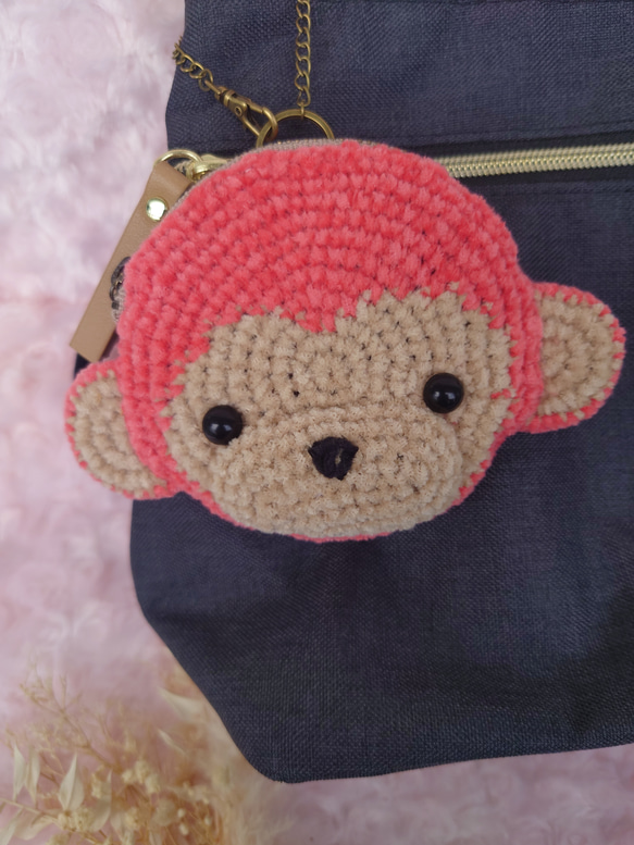 小物入れになる　おさる　バックチャームポーチ 10枚目の画像