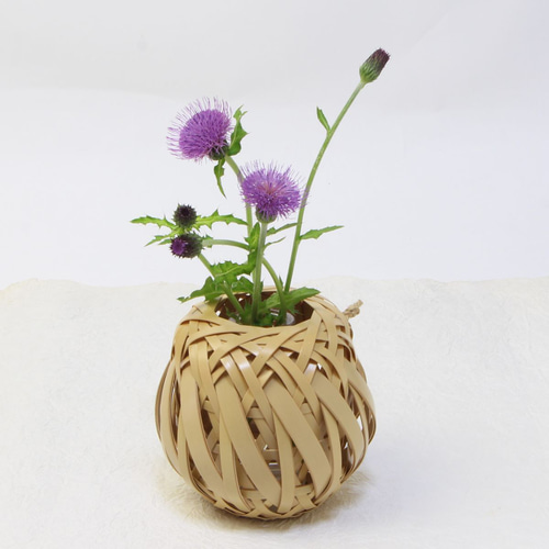 竹 花籠 「 白竹 掛置花籠「野々」 箱無し 」OYA-5 国産 大分県 別府