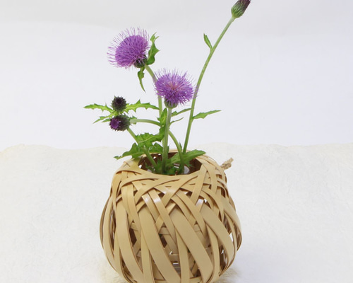 竹 花籠 「 白竹 掛置花籠「野々」 箱無し 」OYA-5 国産 大分県 別府