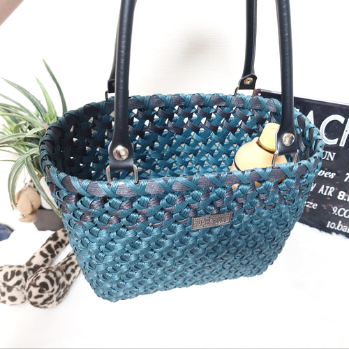 オーダー専用 クラフトバンド花結び かごバッグ オーダー専用 クラフトバンド花結び かごバッグ 花結び編み。かご