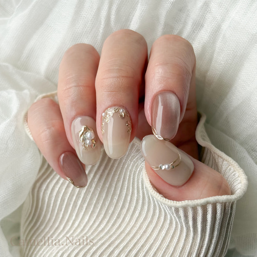 つやぷるピンクのフラワーネイル/ネイルチップ/マグネットネイル