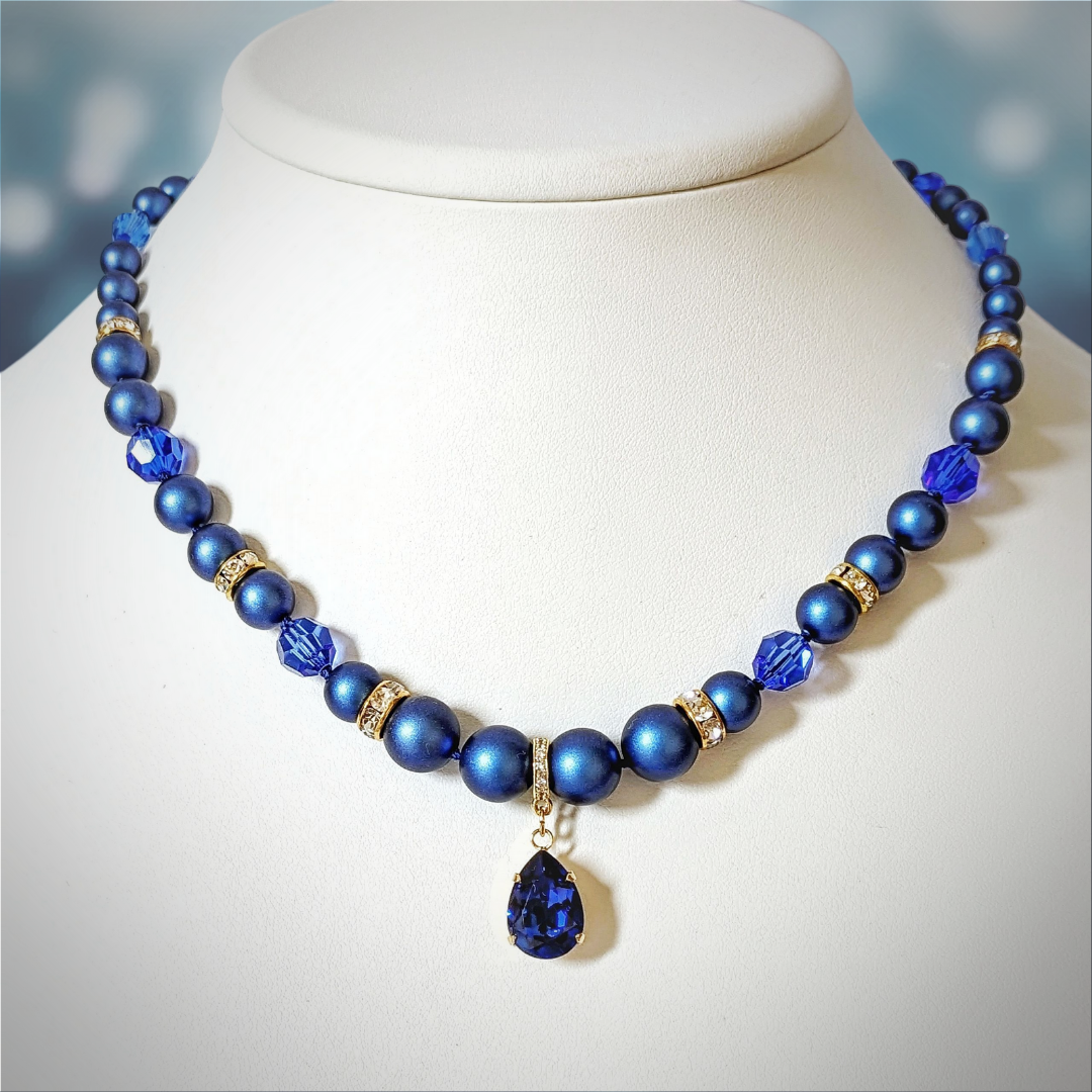 ☆送料無料☆【蒼珠の誓い　ネックレス】上品　ゴージャス　エレガント　ブライダル　高見え　高品質　ギフト　魔法　魔女　青