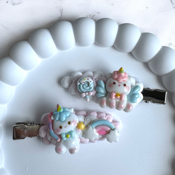 ユニコーン♡ハンドメイド商品♡ベビーヘアクリップ ヘアゴム ユニコーン♡ハンドメイド商品♡ベビーヘアクリップ ヘアゴム