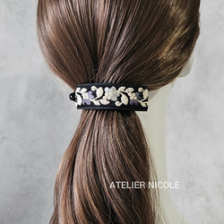 ブラックリボン 】 シンプル アーチ型クリップ ヘアクリップ