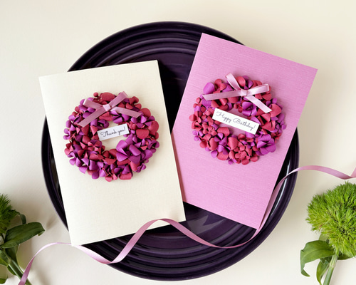 2025夏 新作】コンパクトな寄せ書きカード《紫陽花リース》最大