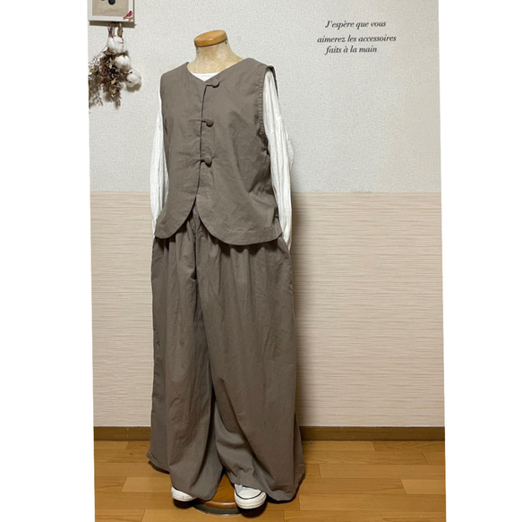 リネン セットアップ ベスト&袴パンツ モカ セットアップ Ohana 通販