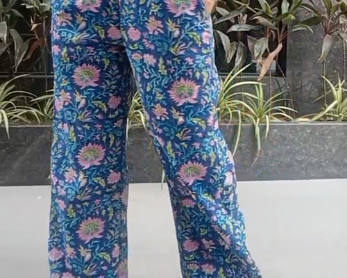 インド綿　ブロックプリント　ストレートパンツ 94f147878ecc4a7e9ffe505d70f0d0