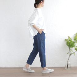 脚すっきり、やわらかデニム テーパードパンツ オールシーズンOK（インディゴ） PT03 12枚目の画像