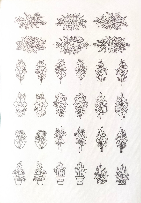 刺繍図案　水溶性接着シート　ワンポイント　花柄 1枚目の画像