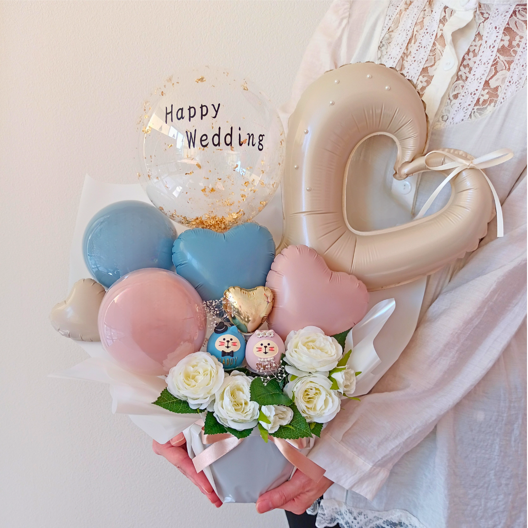 ウェディングギフト＜SPECIAL＞│飾りやすいサイズ感◎受付にも！ニュアンスカラー　結婚式　電報　バルーンギフト