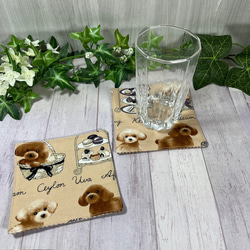 プードルとアフタヌーンティーのペアコースター　送料込み 2枚目の画像