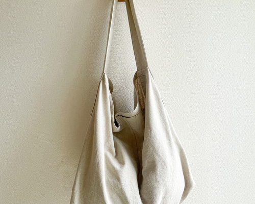 送料無料 くたっと柔らかリネンコットンの大きめトートバッグ マチあり