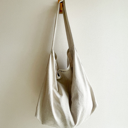 送料無料 くたっと柔らかリネンコットンの大きめトートバッグ マチあり