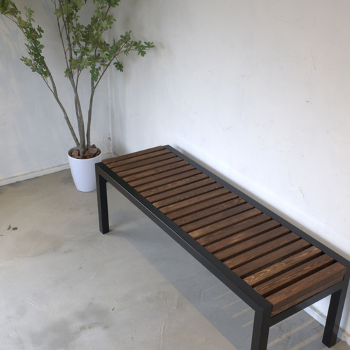 アイアン×木ルーバー ベンチ1 ソファ・ベンチ tumugu-kobo 通販