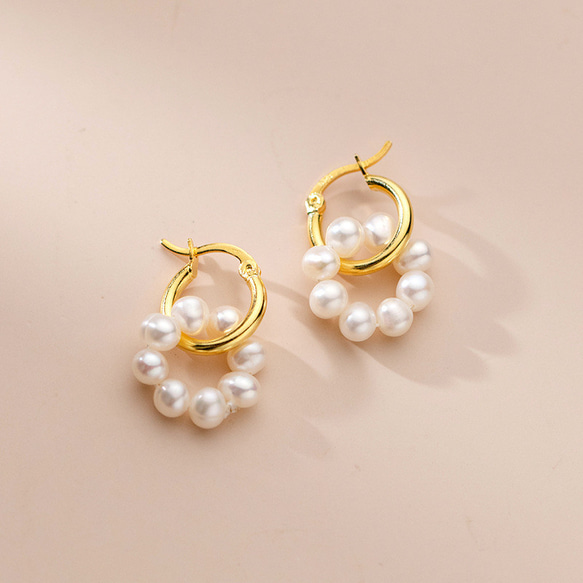 シルバー925 小ぶり 2way 淡水パール フープピアス ピアス つけっ 
