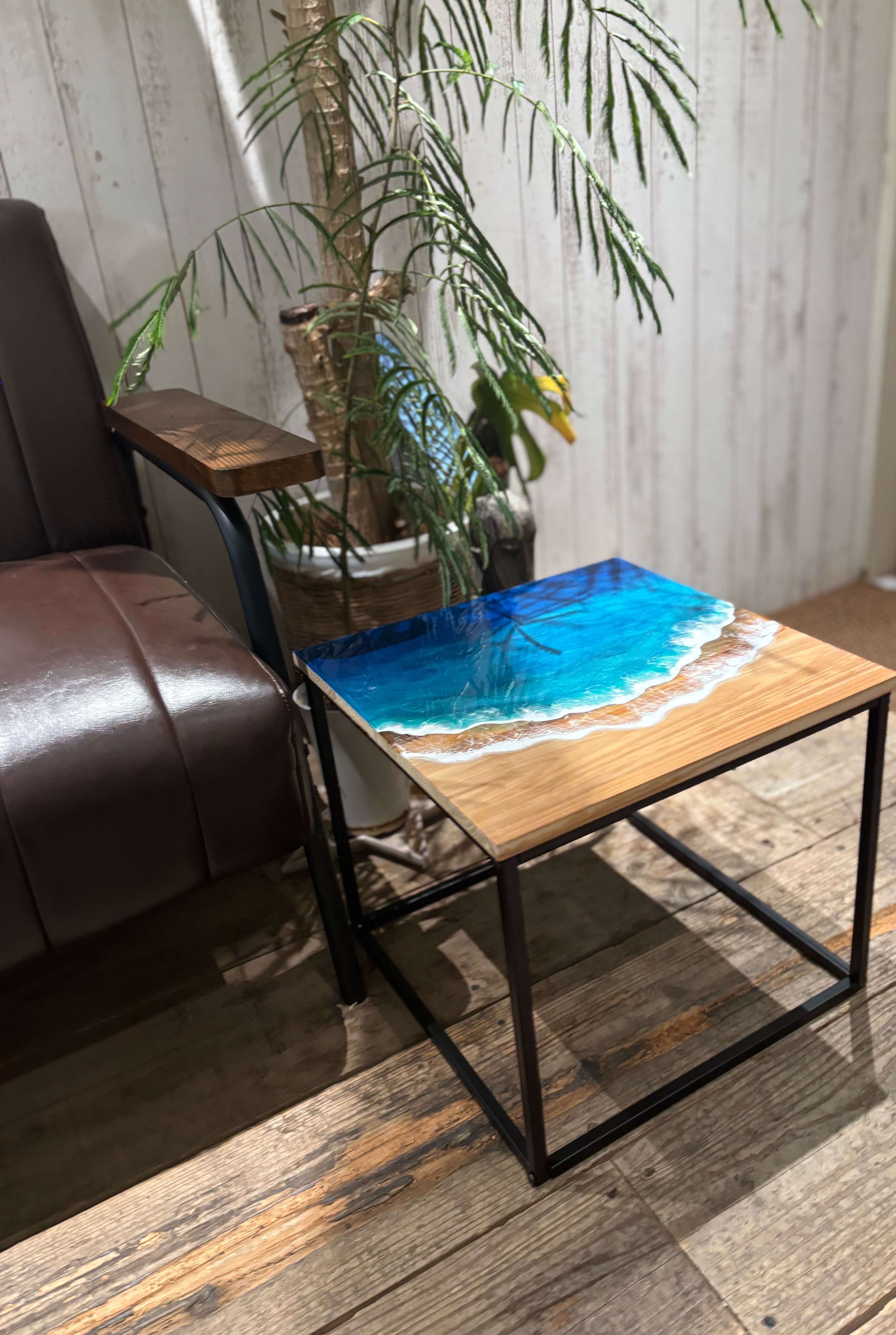 オーシャンアート　カフェテーブル プレゼント ライト付きテーブル ガラステーブル サイドテーブル 家具