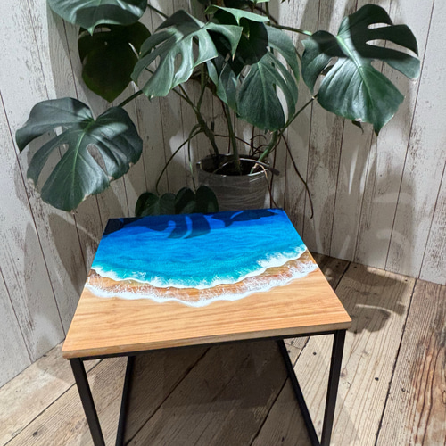 完売】レジンアート サイドテーブル 海 テーブル インテリア