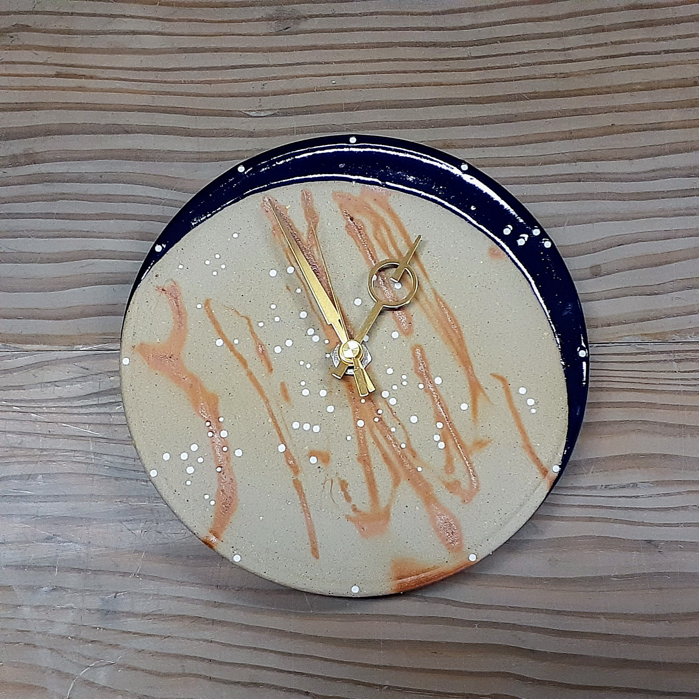 備前焼 ほたる備前 (蓄光)掛け時計 中 SDGs 新作 置き時計 デニム備前  Creema限定