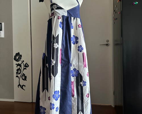 着物リメイクワンピース3426 sold out】#10007 ワンピース ドレス 着物リメイク 和柄 和風 薄
