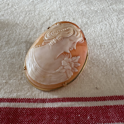 イタリアの古いカメオ Cameo アンティークカメオ ブローチ Italy 【1点