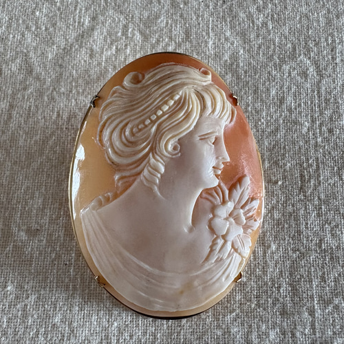 イタリアの古いカメオ Cameo アンティークカメオ ブローチ Italy 【1点 