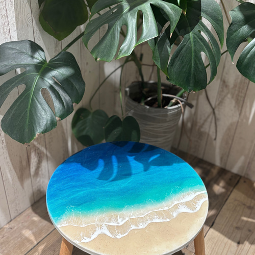 完売】レジンアート ミニテーブル ミニラック 海レジン 波アート